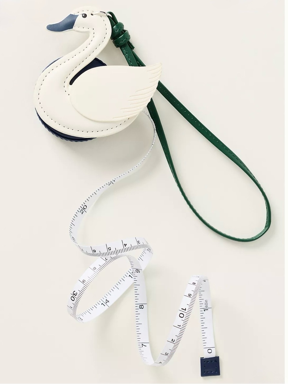Anthropologie White Swan Measuring Tape Bag Charm